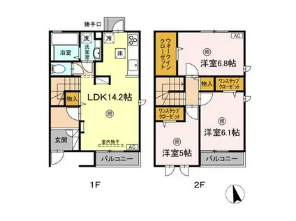 アコルト B棟(3LDK/1階)の間取り写真