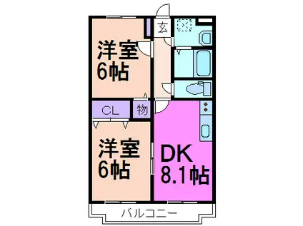 Y.M.ジェイド(2DK/4階)の間取り写真