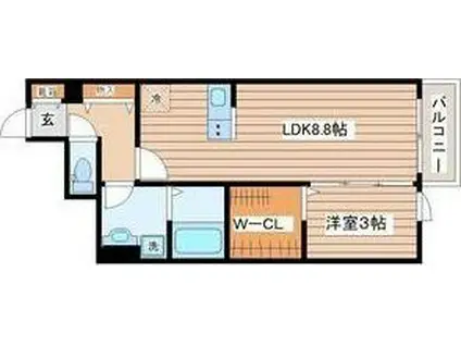 シャンテ富沢(1LDK/1階)の間取り写真