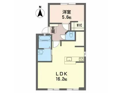 ルミエールリバーI・II・III(1LDK/2階)の間取り写真