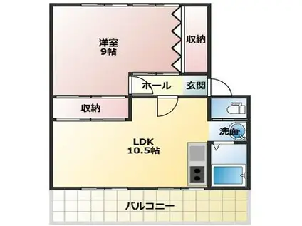 名谷2団地12号棟(2LDK/5階)の間取り写真