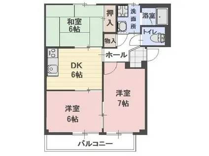 PARKSIDEリマティーM(3DK/1階)の間取り写真