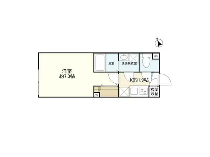 ウェルスクエアイズム世田谷用賀(1K/2階)の間取り写真