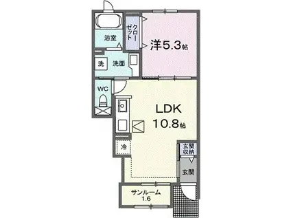 グラン シエル 弐番館(1LDK/1階)の間取り写真