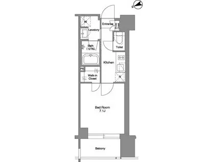 ザ・ケンジントン・レジデンス芝浦(1K/6階)の間取り写真