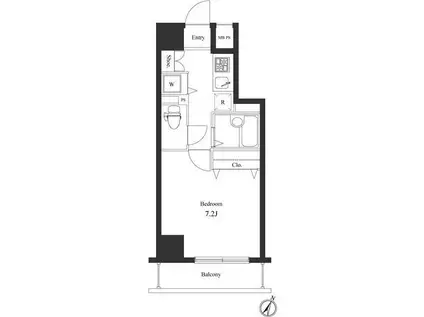 ヴェルト柿の木坂(1K/7階)の間取り写真