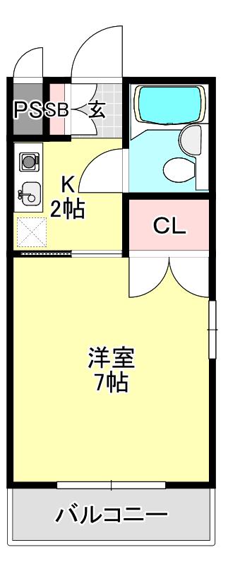 ロイヤルヒルズ(1K/3階)の間取り写真