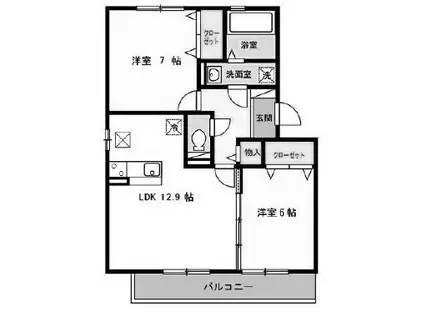 グランドアトリオ神戸西D(2LDK/3階)の間取り写真