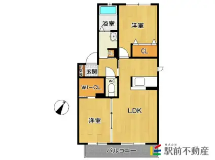 向佐野ヒルズD棟(2LDK/2階)の間取り写真