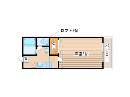 サンハイツ東勝山(1K/1階)の間取り写真