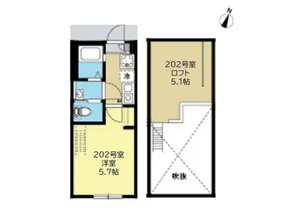 C.B.GREY.東林間(1K/2階)の間取り写真