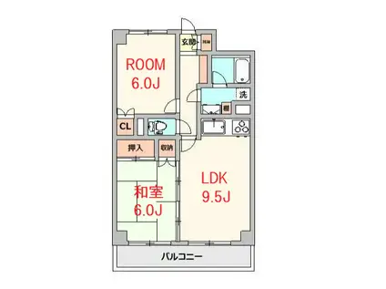 グレイス清水ヶ丘公園(2LDK/5階)の間取り写真
