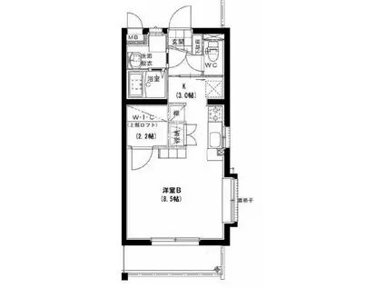イースト COURT(ワンルーム/2階)の間取り写真