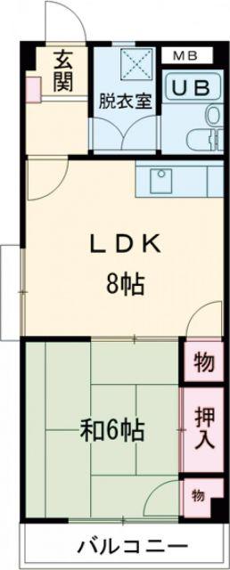 あおやぎビル(1LDK/2階)の間取り写真