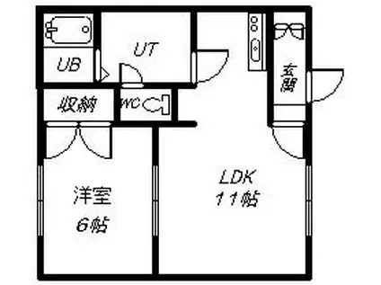 ファイブウエスト(1LDK/1階)の間取り写真