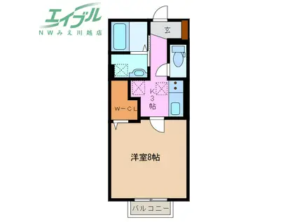 パプリカII(1K/1階)の間取り写真