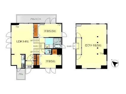 DER GLANZ 6TH AVE(2LDK/5階)の間取り写真