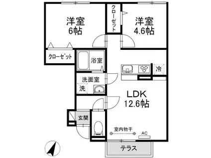 アイランド・R(2LDK/1階)の間取り写真