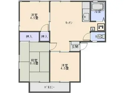 タウンハウス(3DK/1階)の間取り写真