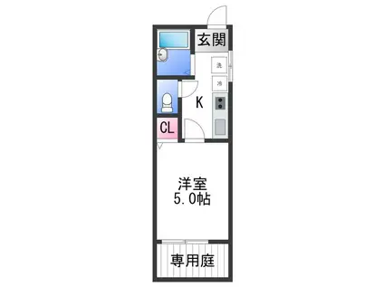 TJ田尻(1K/1階)の間取り写真