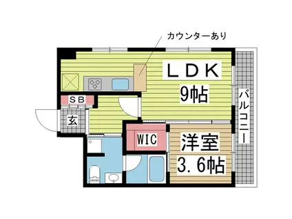 甲南第3六甲ハイム(1LDK/3階)の間取り写真