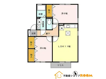 セジュール・アーク B棟(2LDK/1階)の間取り写真