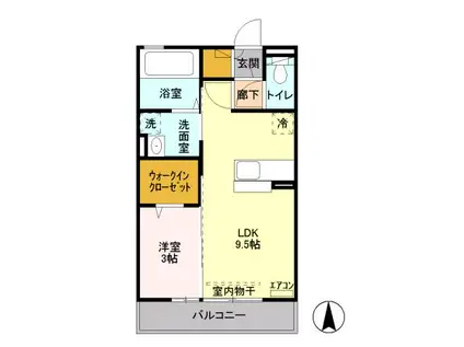 五十部町 1LDK 3階建て(1LDK/3階)の間取り写真