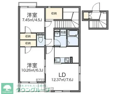 レオネクストファミール岩戸II(2LDK/2階)の間取り写真