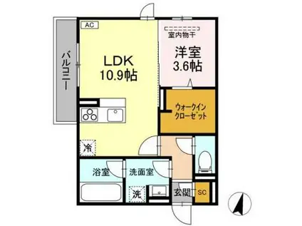 D-ROOMCIX(1LDK/3階)の間取り写真