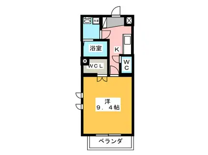 プランドール(1K/2階)の間取り写真