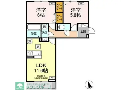 カサヴェール(2LDK/1階)の間取り写真