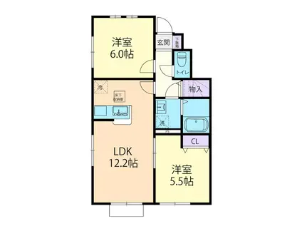 2026/5/1菊池市泗水町2LDK A(2LDK/1階)の間取り写真