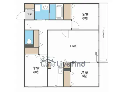 ZABO HILLS TOYOHIRA ウエスト(3LDK/5階)の間取り写真