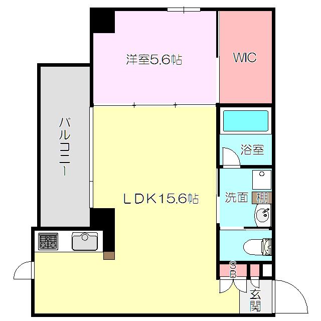 東三国フラッツ(1LDK/5階)の間取り写真