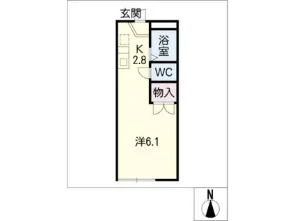 クレアシオン(1K/2階)の間取り写真