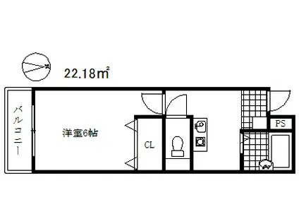ビスメゾン塚町(1K/2階)の間取り写真
