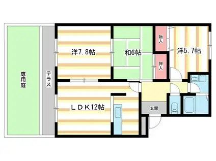 グッドヒルズ桜が丘(3LDK/1階)の間取り写真