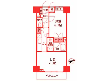 アルカンシエル横浜山下公園(1LDK/5階)の間取り写真