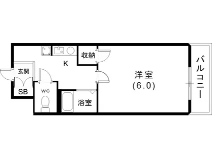 クリスタルコート下山手(1K/3階)の間取り写真