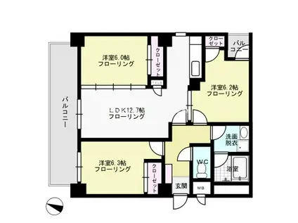 ボン大文字(3LDK/3階)の間取り写真