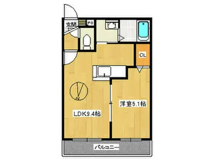 LA・VIORETTE(1LDK/3階)の間取り写真