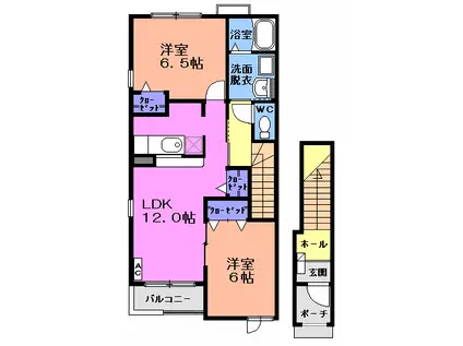 ベルフィオーレ(2LDK/2階)の間取り写真