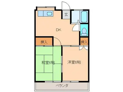 グリック(2DK/2階)の間取り写真