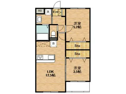 アース・フレンドリー福重(2LDK/2階)の間取り写真