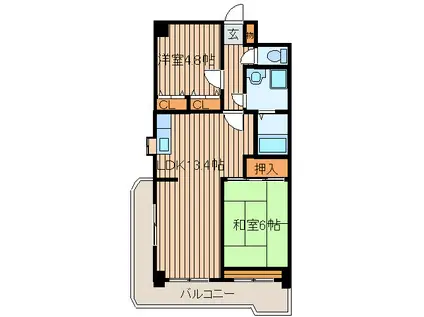 グリーンステージいぶき野(2LDK/3階)の間取り写真