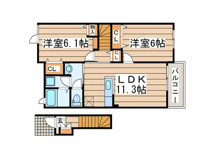 CENTRAL SOLEILIII(2LDK/2階)の間取り写真