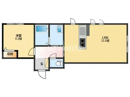 ソルジェンテ・グランデ(1LDK/1階)の間取り写真