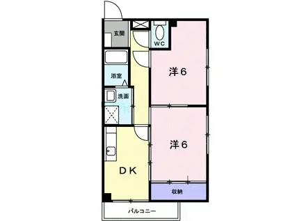 レインボーマンション(2K/3階)の間取り写真