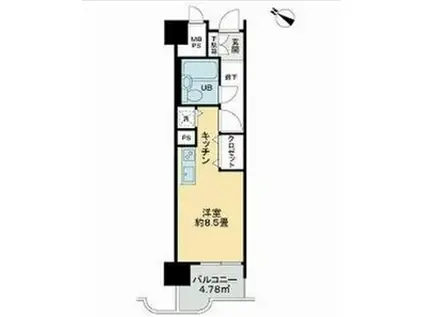 ライオンズマンション一番町(ワンルーム/6階)の間取り写真