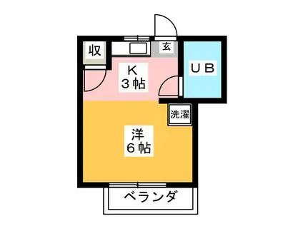 スカイヒルズ(ワンルーム/1階)の間取り写真